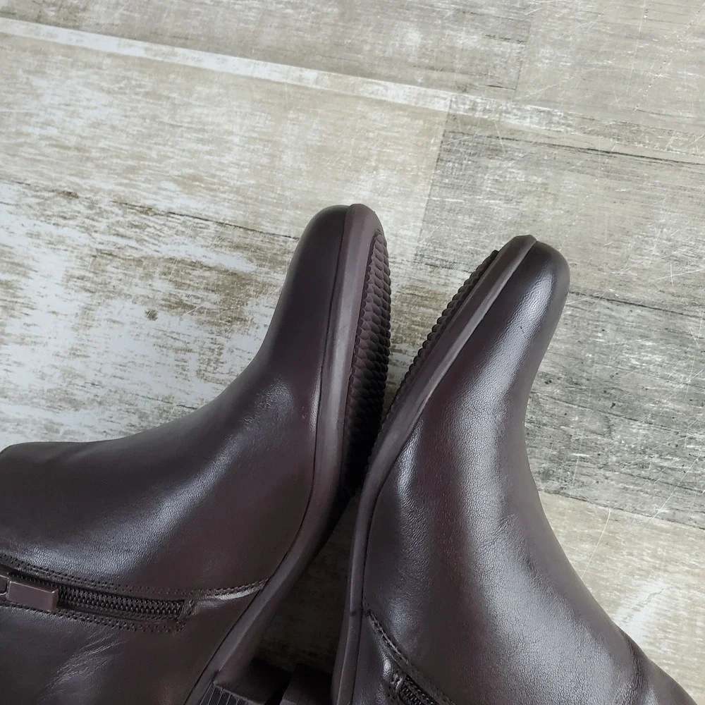 Trotters Major Womens Ankle Boots Sz 7 M Dark Brown Side Zip Round Toe